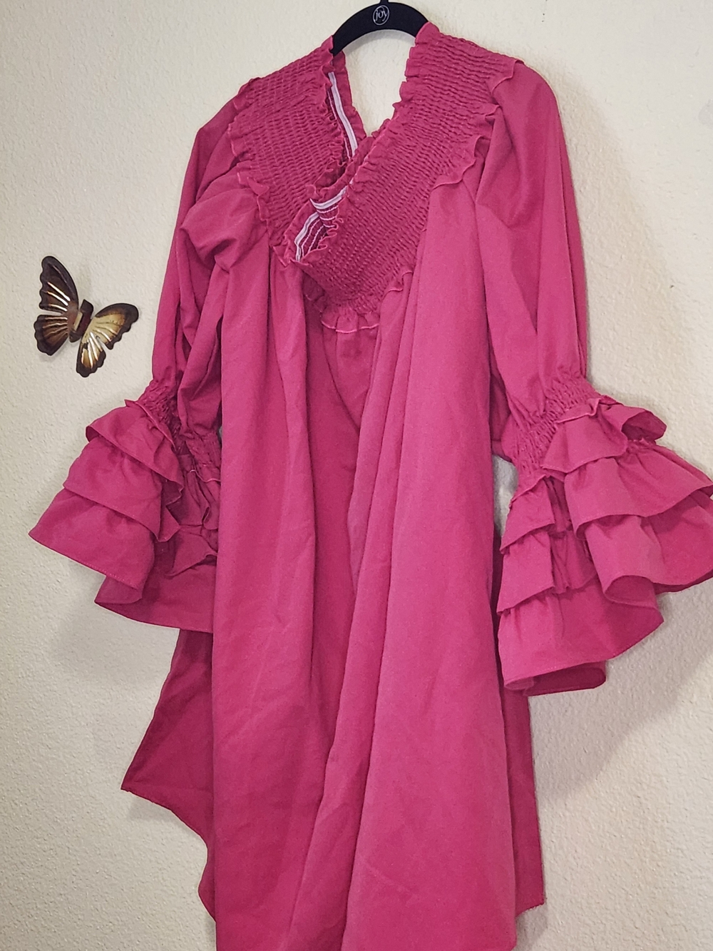 Boho Off-The-Shoulder Ruffle Bell Sleeve Tunic Top - Size 2XL